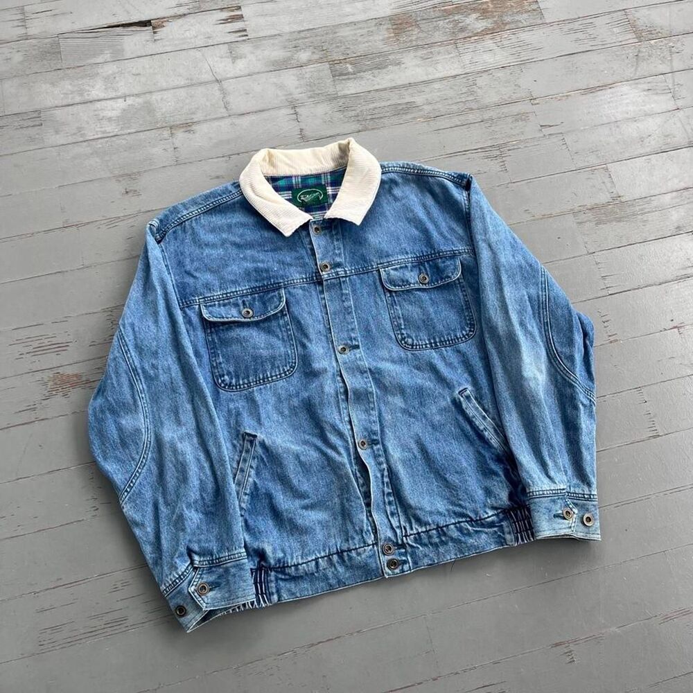 Izod Old Money Y2K Corduroy Trucker Denim Jacket